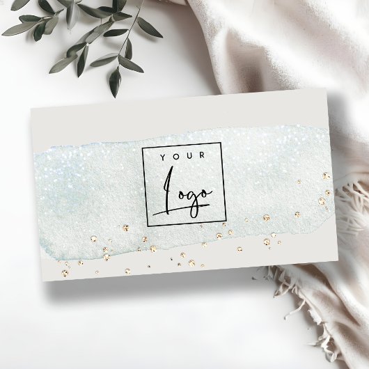 Abstraktes Aqua Blue Brush Stock Wasserfarblogos Visitenkarte