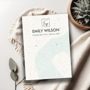 ABSTRAKTES AQUA BLUE KERAMIK-EARRING-DISPLAY-LOGO VISITENKARTE