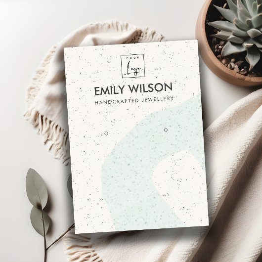 ABSTRAKTES AQUA BLUE KERAMIK-EARRING-DISPLAY-LOGO VISITENKARTE