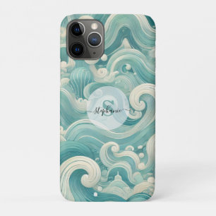 Abstraktes Aqua Blue & White Wave - Moderne Fluid Case-Mate iPhone Hülle