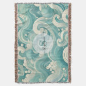 Abstraktes Aqua Blue & White Wave - Moderne Fluid Decke (Vorderseite Vertikal)