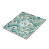 Abstraktes Aqua Blue & White Wave - Moderne Fluid Fliese (Seite)