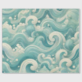 Abstraktes Aqua Blue & White Wave - Moderne Fluid Geschenkpapier (Flach)