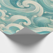 Abstraktes Aqua Blue & White Wave - Moderne Fluid Geschenkpapier (Ecke)