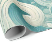 Abstraktes Aqua Blue & White Wave - Moderne Fluid Geschenkpapier (Rolleneckpunkt)