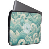 Abstraktes Aqua Blue & White Wave - Moderne Fluid Laptopschutzhülle (Vorne Rechts)