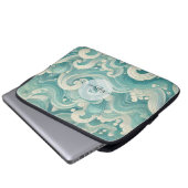 Abstraktes Aqua Blue & White Wave - Moderne Fluid Laptopschutzhülle (Vorne Knopf)
