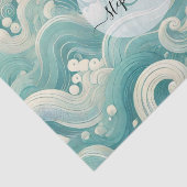 Abstraktes Aqua Blue & White Wave - Moderne Fluid Seidenpapier (Ausschnitt)