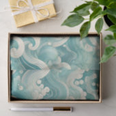 Abstraktes Aqua Blue & White Wave - Moderne Fluid Seidenpapier (Geschenk)