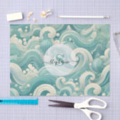Abstraktes Aqua Blue & White Wave - Moderne Fluid  Seidenpapier (Handwerk)