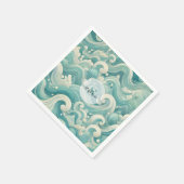 Abstraktes Aqua Blue & White Wave - Moderne Fluid Serviette (Ecke)