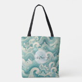 Abstraktes Aqua Blue & White Wave - Moderne Fluid Tasche (Rückseite)