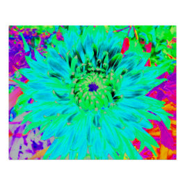 Abstraktes Aqua Decorative Dahlia Blume Poster