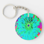 Abstraktes Aqua Decorative Dahlia Blume Schlüsselanhänger (Vorderseite)