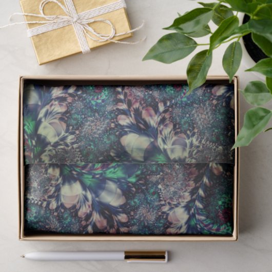 Abstraktes Aqua-Fraktal 36 Hintergrund Seidenpapier (Geschenk)