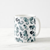 Abstraktes Aqua-Seepferdmuster Kaffeetasse (VorderseiteRechts)