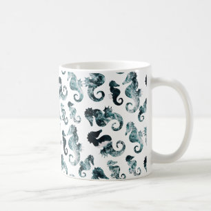 Abstraktes Aqua-Seepferdmuster Kaffeetasse