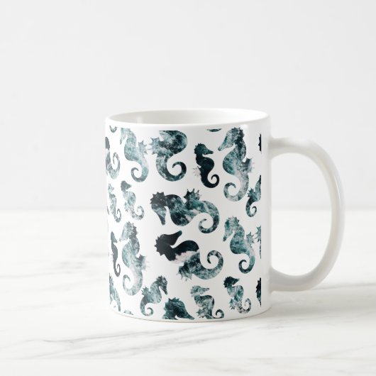 Abstraktes Aqua-Seepferdmuster Kaffeetasse (Rechts)