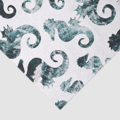Abstraktes Aqua-Seepferdmuster Seidenpapier (Ausschnitt)