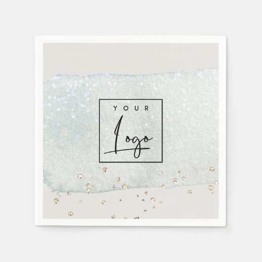 Abstraktes Aqua Silver Brush Stoß Wasserfarbige Lo Serviette (Vorderseite)