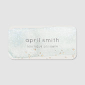 Abstraktes Aqua Silver Pinselstrich Namensschild (Vorderseite)