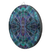 Abstraktes Aquamarines, blaues, grünes, schwarzes  Dartscheibe (Vorderseite rechts)