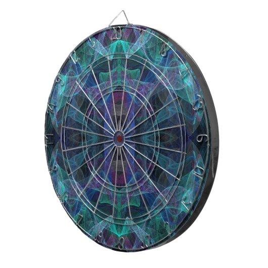 Abstraktes Aquamarines, blaues, grünes, schwarzes Dartscheibe (Vorderseite rechts)