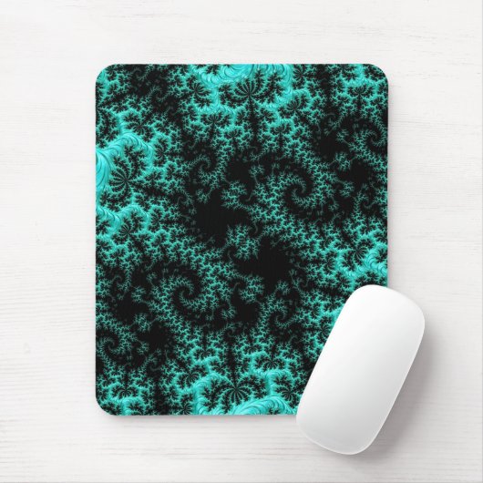 Abstraktes Aquamarines Fraktal Mousepad (Mit Mouse)