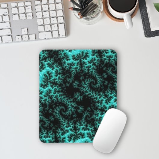 Abstraktes Aquamarines Fraktal Mousepad