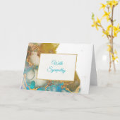 Abstraktes Aquamarines Gold Agate Watercolor-Beile Karte (Gelbe Blume)