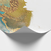 Abstraktes Aquamarines Gold Agate Watercolor Geschenkpapier (Ecke)