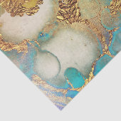 Abstraktes Aquamarines Gold Agate Watercolor Seidenpapier (Ausschnitt)