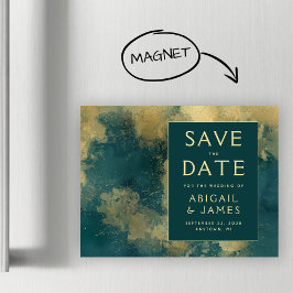 Abstraktes Aquamarines Gold Save the Date Magneteinladung