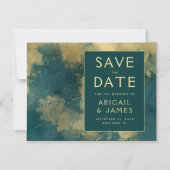 Abstraktes Aquamarines Gold Save the Date Magneteinladung (Vorderseite)