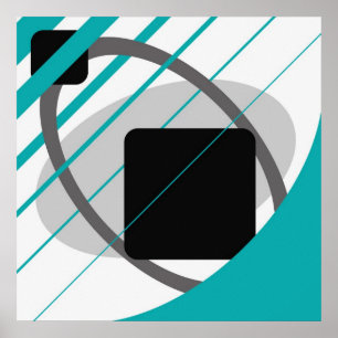 Abstraktes aquamarines graues elfenbeinfarbenes poster