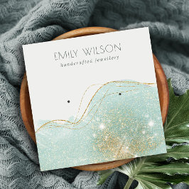 Abstraktes Aquamarines Green Glitzer Shiny Earring Quadratische Visitenkarte