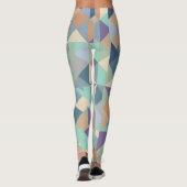 Abstraktes Aquamarines grünes Mosaikmuster Leggings (Rückseite)