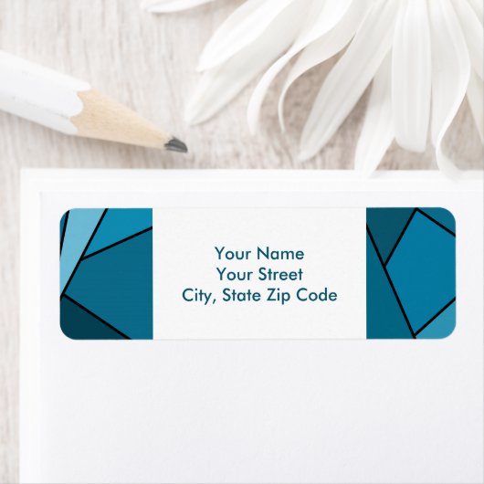Abstraktes Aquamarines Polygons-Adressetikett (Insitu)