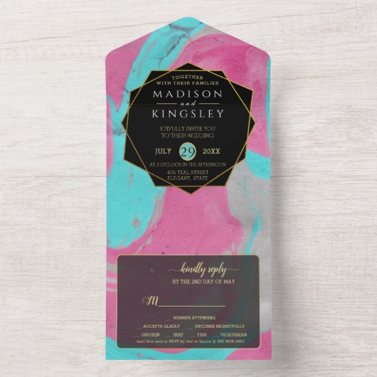 Abstraktes Aquamarines Rosa in einer Einladung (Innen Boden)