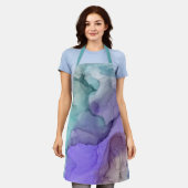 Abstraktes Aquamarines und Lila Alkoholtupfer Schürze (Getragen)