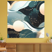 Abstraktes aquamarines und rosa Design Leinwanddruck (Insitu (Wohnzimmer))