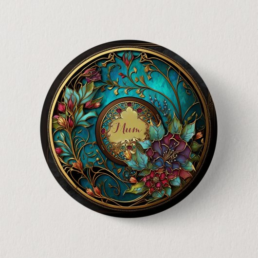 Abstraktes Aquamarines und rosa Farbglas Muttertag Button (Vorderseite)