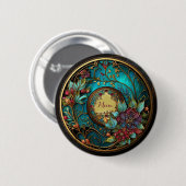 Abstraktes Aquamarines und rosa Farbglas Muttertag Button (Vorne & Hinten)
