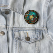 Abstraktes Aquamarines und rosa Farbglas Muttertag Button (Beispiel)