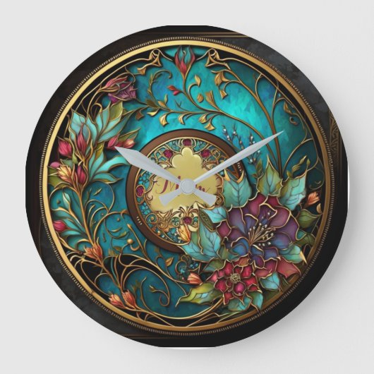 Abstraktes Aquamarines und rosa Farbglas Muttertag Große Wanduhr (Vorderseite)