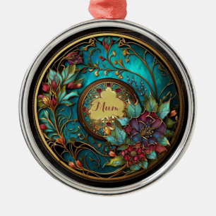 Abstraktes Aquamarines und rosa Farbglas Muttertag Ornament Aus Metall