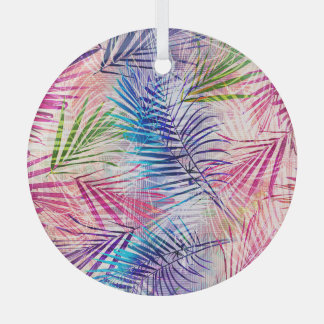 Abstraktes Aquarell-Blätter-Allover-Muster Ornament Aus Glas