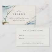 Abstraktes Aquarell Blue Gold Beachy Refer Friend Visitenkarte (Vorne/Hinten)