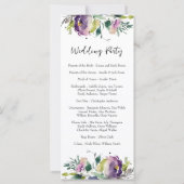 Abstraktes Aquarell-Blumen-Hochzeitsprogramm (Rückseite)