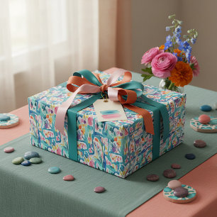 Abstraktes Aquarell-Blumenmuster Geschenkpapier